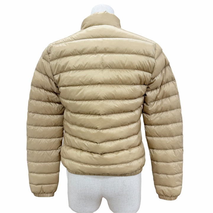 未使用品☆MONCLER モンクレール 25SS LANS ロゴワッペン ポケッダブル収納袋付 ZIP UP ダウンジャケット ベージュ 1 正規品 レディース