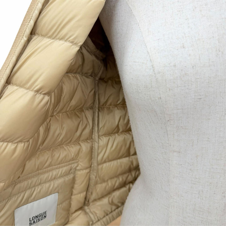未使用品☆MONCLER モンクレール 25SS LANS ロゴワッペン ポケッダブル収納袋付 ZIP UP ダウンジャケット ベージュ 1 正規品 レディース