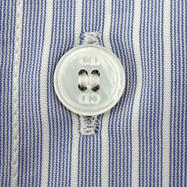 極美品▼Dior HOMME ディオールオム 26SS 693C532A3079 フラワービー コットン ポプリン ストライプ柄 ロゴ刺繍 半袖シャツ 39 正規品