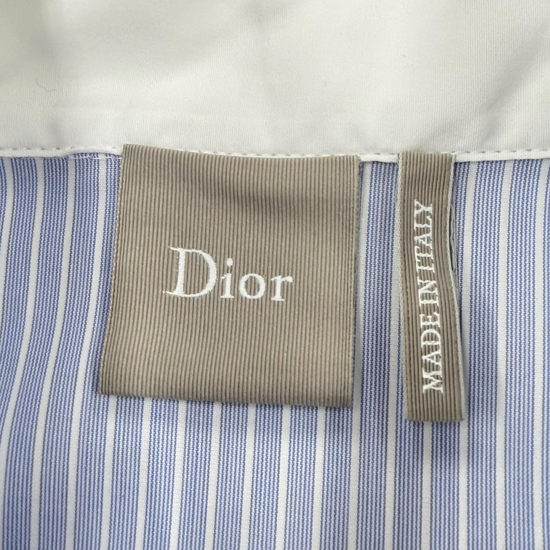 極美品▼Dior HOMME ディオールオム 26SS 693C532A3079 フラワービー コットン ポプリン ストライプ柄 ロゴ刺繍 半袖シャツ 39 正規品