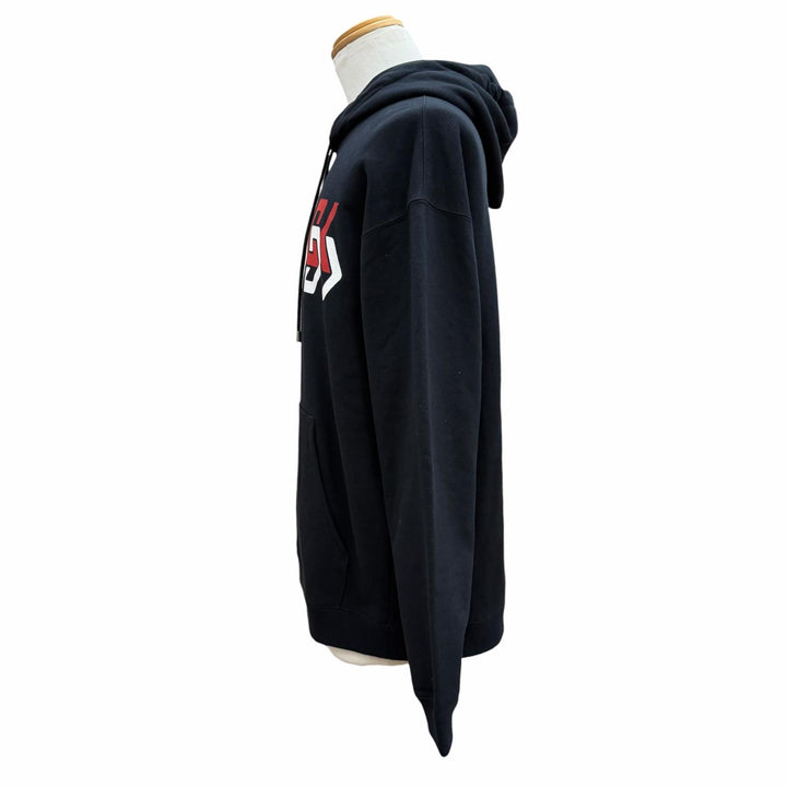 【ドンドン見直し】美品 ▼GUCCI グッチ 23SS 681210 ロゴプリント フーデッド プルオーバー パーカー ブラック M 伊製 正規品 メンズ