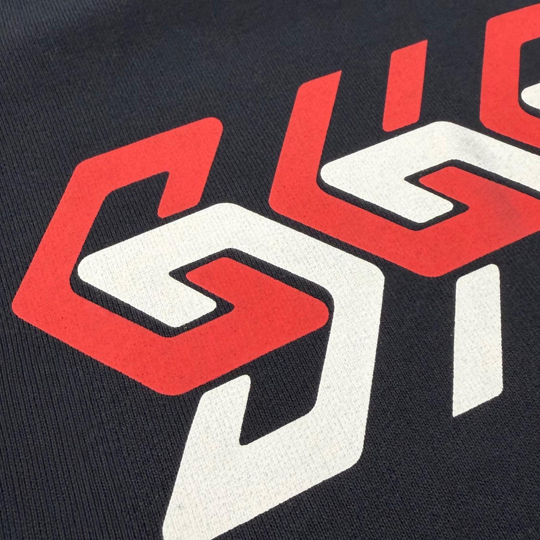 【ドンドン見直し】美品 ▼GUCCI グッチ 23SS 681210 ロゴプリント フーデッド プルオーバー パーカー ブラック M 伊製 正規品 メンズ