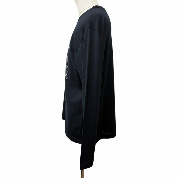 極美品□LOUIS VUITTON ルイヴィトン 24SS ウール100％ エンベリッシュド クルーネック セーター ブラック L イタリア製 正規品 メンズ