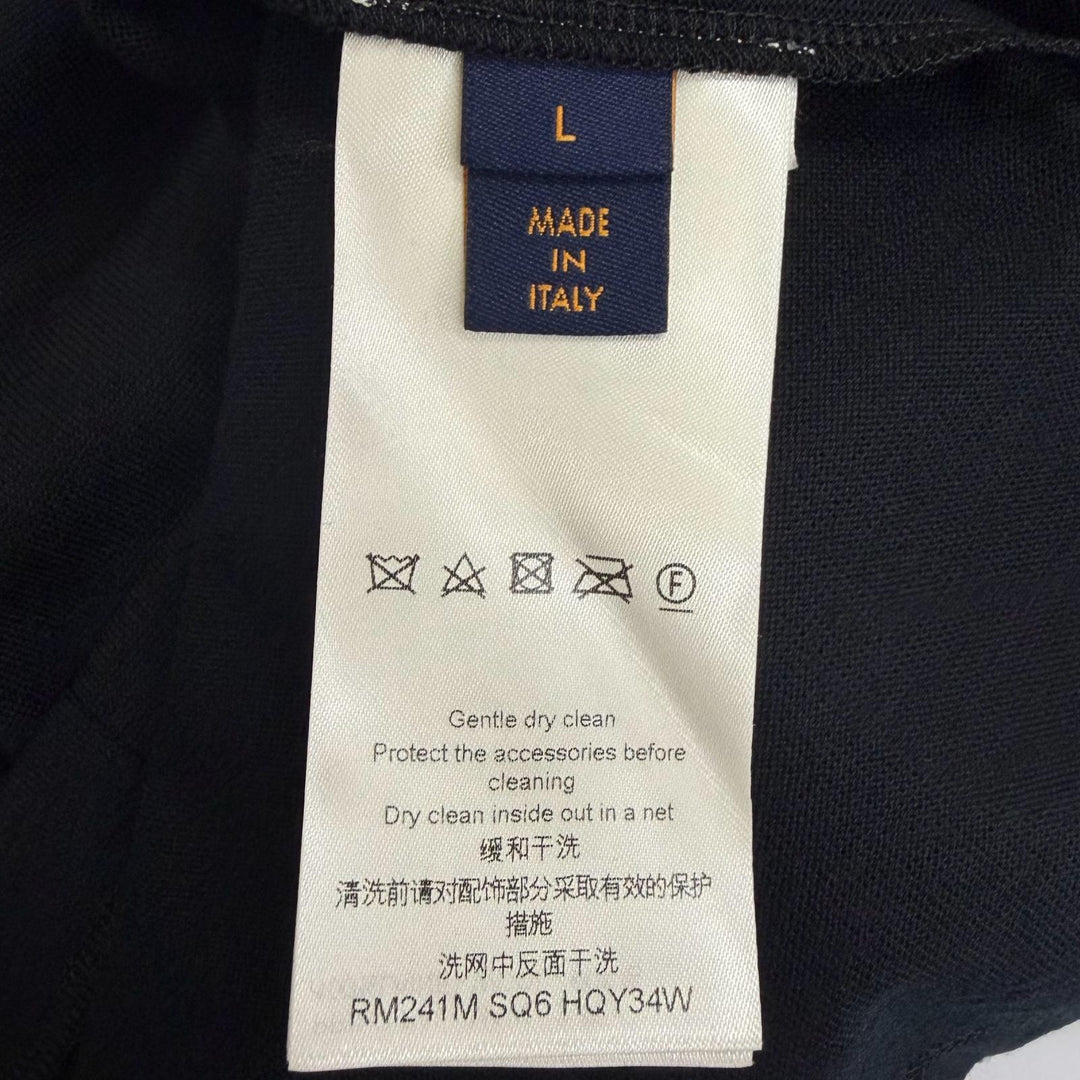 極美品□LOUIS VUITTON ルイヴィトン 24SS ウール100％ エンベリッシュド クルーネック セーター ブラック L イタリア製 正規品 メンズ