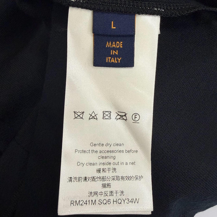 極美品□LOUIS VUITTON ルイヴィトン 24SS ウール100％ エンベリッシュド クルーネック セーター ブラック L イタリア製 正規品 メンズ