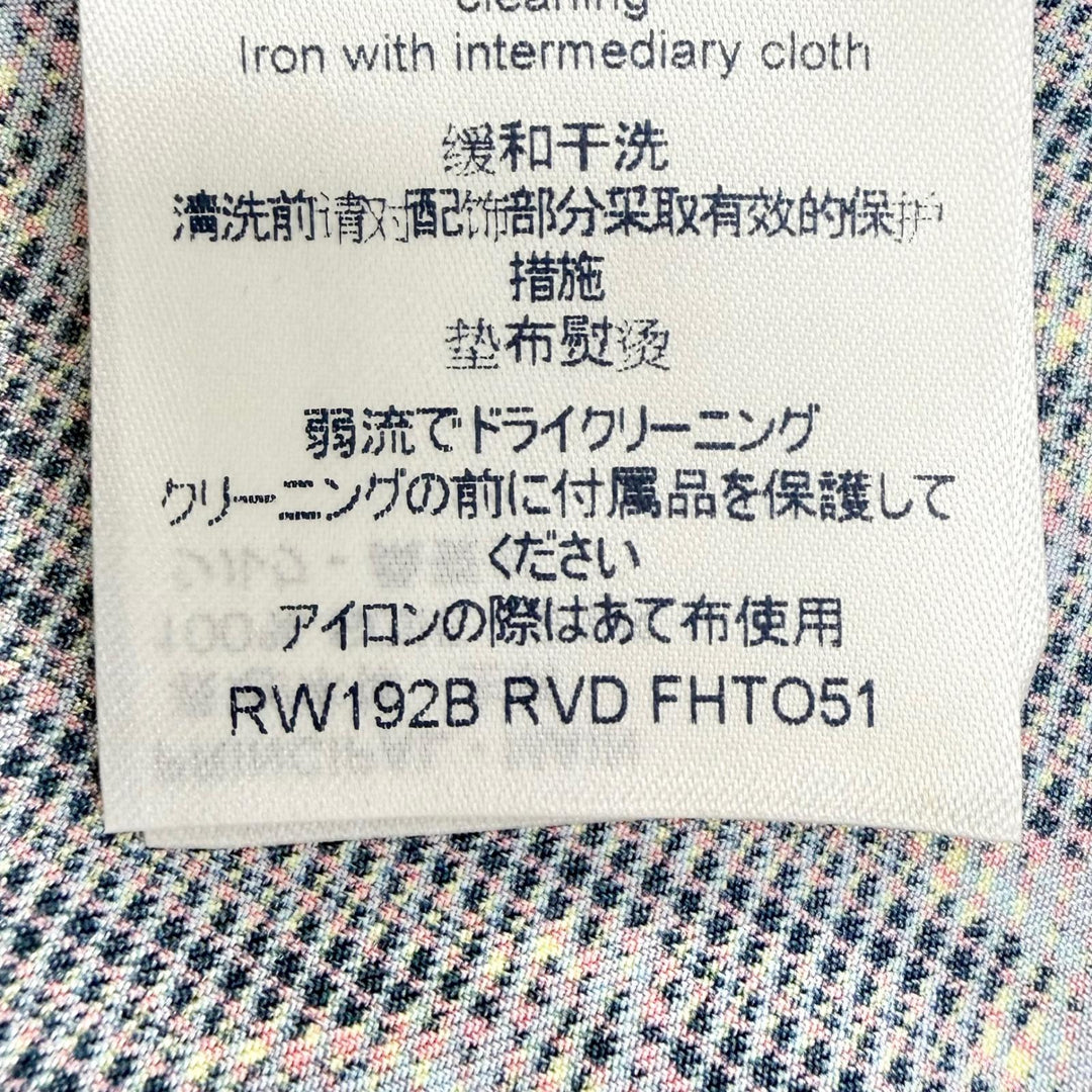 未使用品△LOUIS VUITTON ルイヴィトン シルク100％ LVボタン付き 3Dモノグラムプリント 総柄 長袖シャツ ネイビー系 34 伊製 正規品