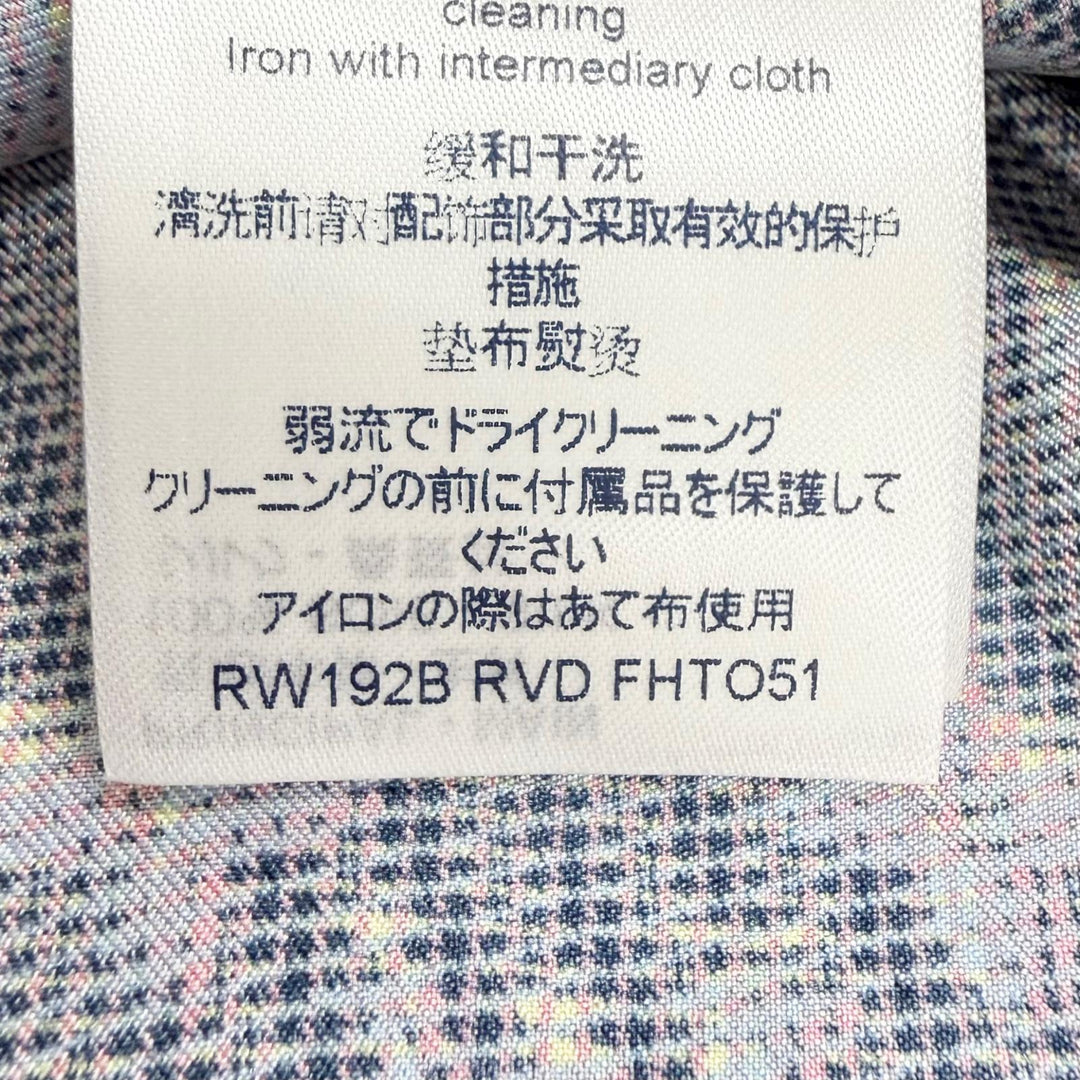 未使用品△LOUIS VUITTON ルイヴィトン シルク100％ LVボタン付き 3Dモノグラムプリント 総柄 長袖シャツ ネイビー系 IT 38 伊製 正規品