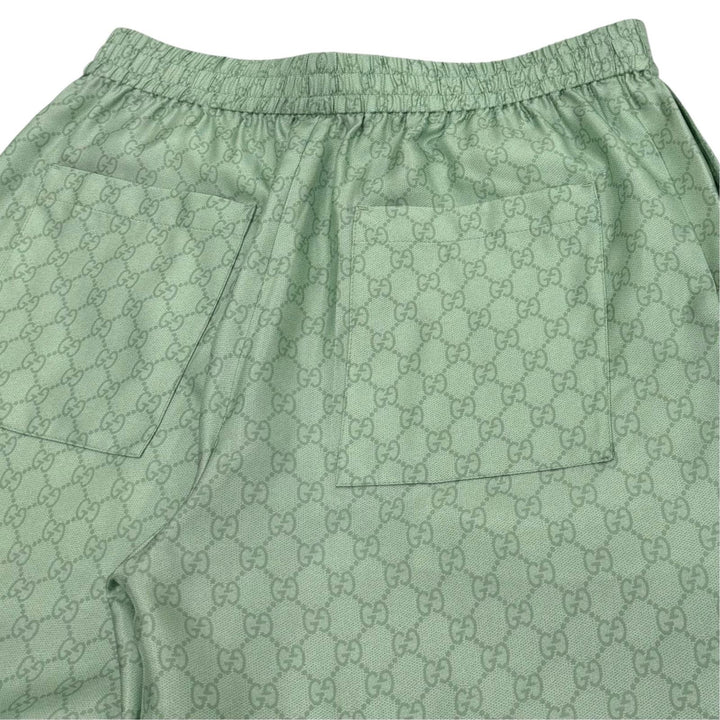 極美品▼GUCCI YUKO HIGUCHI グッチ ヒグチユウコ 864050 シルク100% GG柄 ハーフパンツ ライトグリーン IT 48 イタリア製 正規品 メンズ