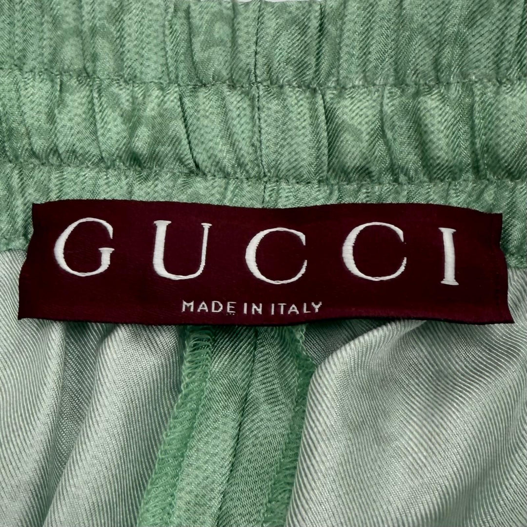 極美品▼GUCCI YUKO HIGUCHI グッチ ヒグチユウコ 864050 シルク100% GG柄 ハーフパンツ ライトグリーン IT 48 イタリア製 正規品 メンズ