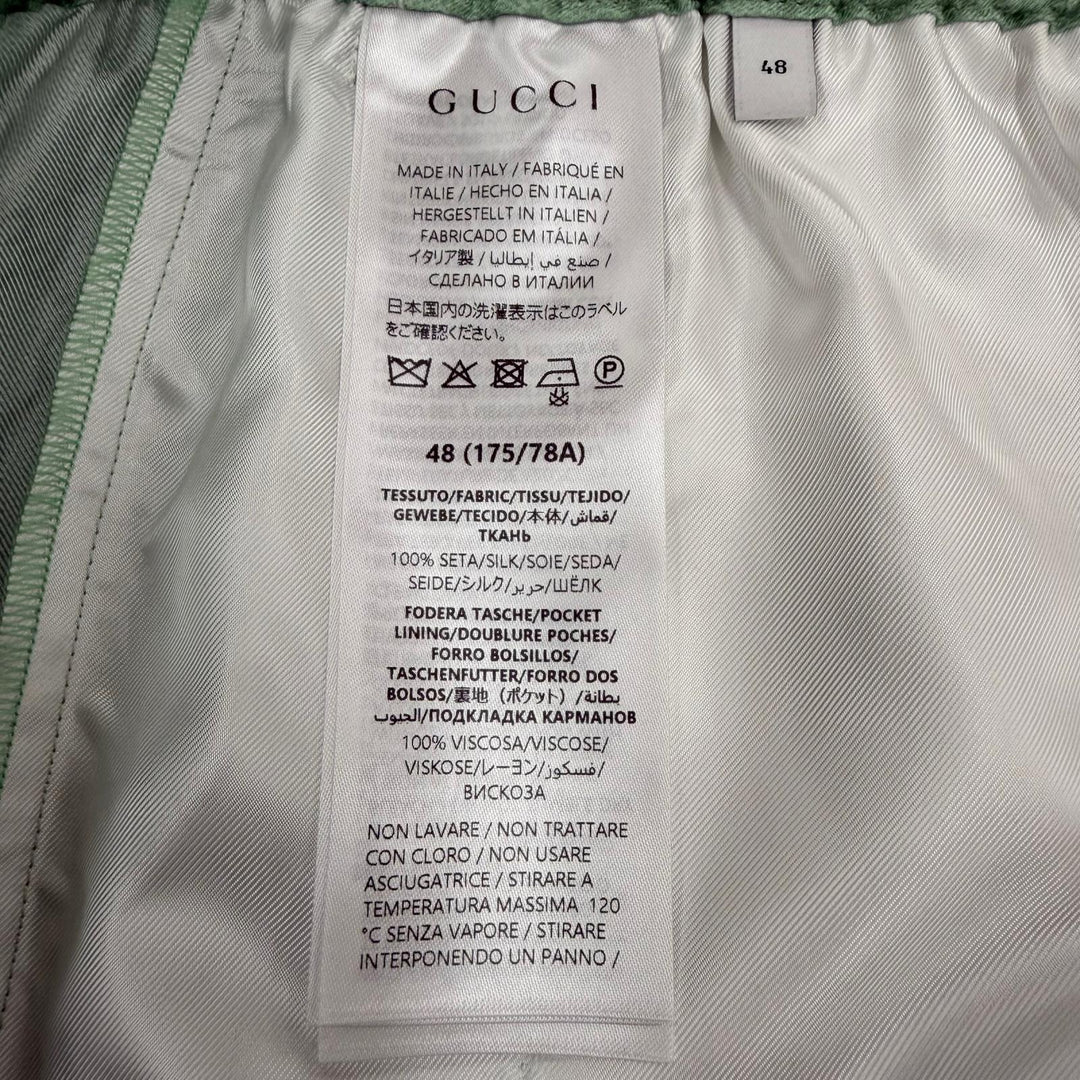 極美品▼GUCCI YUKO HIGUCHI グッチ ヒグチユウコ 864050 シルク100% GG柄 ハーフパンツ ライトグリーン IT 48 イタリア製 正規品 メンズ