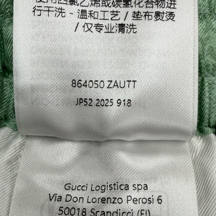 極美品▼GUCCI YUKO HIGUCHI グッチ ヒグチユウコ 864050 シルク100% GG柄 ハーフパンツ ライトグリーン IT 48 イタリア製 正規品 メンズ