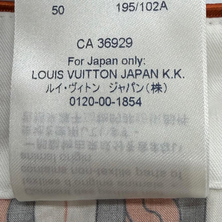 未使用品▼LOUIS VUITTON ルイヴィトン コットン シルク チェーンストライプ柄 紐付き パンツ マルチ IT 42 イタリア製 正規品 メンズ