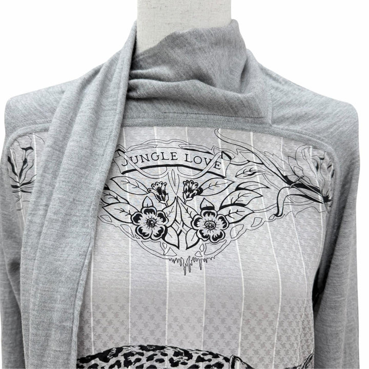 極美品☆HERMES エルメス Jungle Love ジャングルラブ シルク カシミヤ ツイルレーヌ 長袖ニット ワンピース グレー IT 36 イタリア製