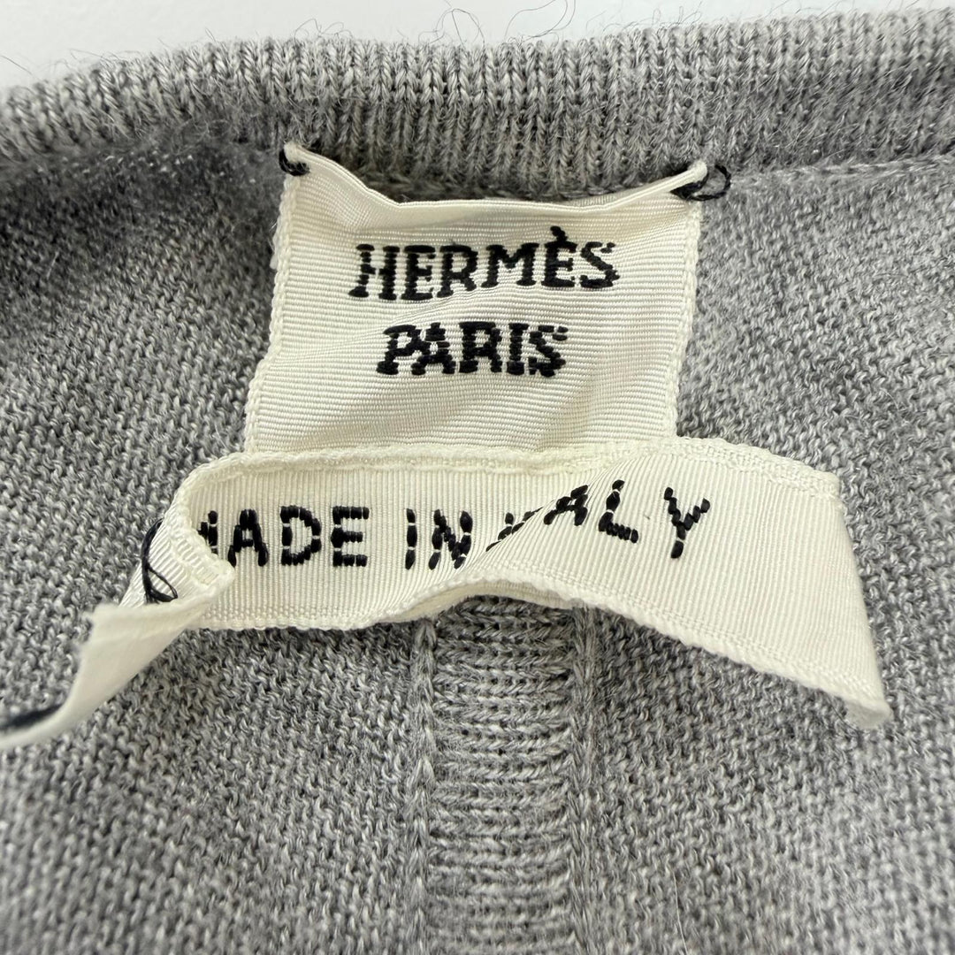 極美品☆HERMES エルメス Jungle Love ジャングルラブ シルク カシミヤ ツイルレーヌ 長袖ニット ワンピース グレー IT 36 イタリア製