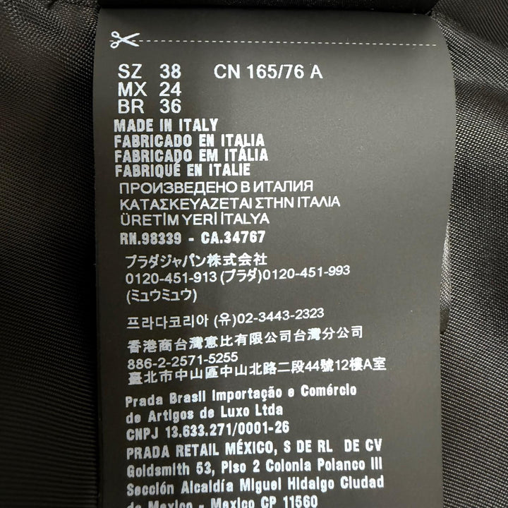 極美品☆PRADA プラダ 2023年製 トライアングルロゴプレート ノースリーブ ミニ丈 ワンピース ブラック 38 イタリア製 正規品 レディース