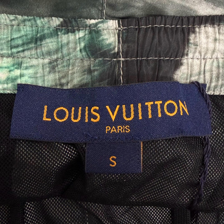 未使用品□LOUIS VUITTON ルイヴィトン 総柄 ロゴラバーワッペン スイムパンツ ショートパンツ グリーン S イタリア製 正規品 メンズ