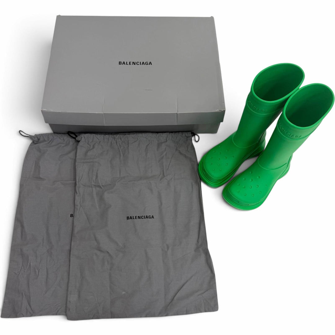 未使用品□BALENCIAGA Crocs バレンシアガ クロックス ラバー RUBBER CROCS BOOTS ロングブーツ グリーン 40 メンズ 箱・保存袋付き
