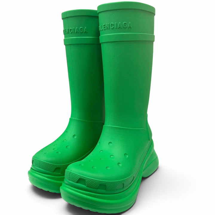 未使用品□BALENCIAGA Crocs バレンシアガ クロックス ラバー RUBBER CROCS BOOTS ロングブーツ グリーン 40 メンズ 箱・保存袋付き
