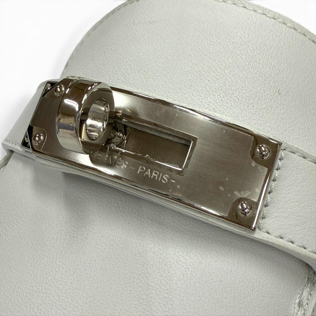 未使用品▼HERMES エルメス モカシン デスタン シルバー金具 ケリーバックル Uチップ レザーシューズ ローファー ホワイト 41 箱付き