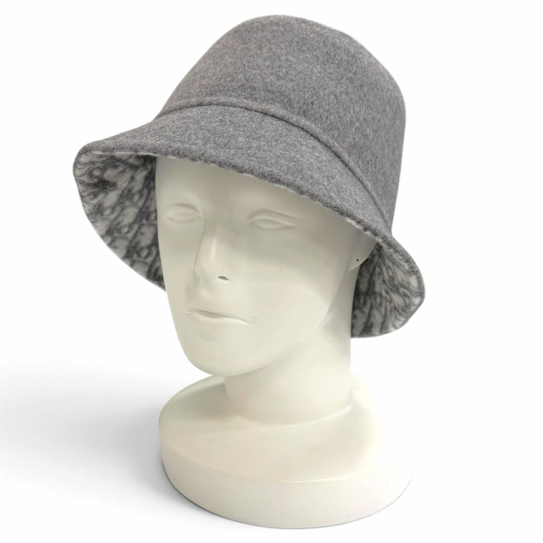 極美品△Christian Dior クリスチャンディオール 11DCH923I100 ウール シルク オブリーク リバーシブル バケットハット グレー 58 正規品
