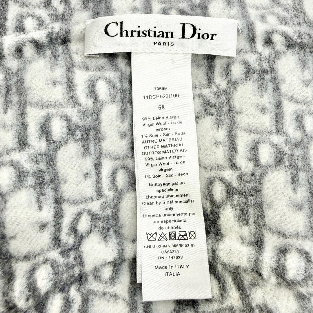 極美品△Christian Dior クリスチャンディオール 11DCH923I100 ウール シルク オブリーク リバーシブル バケットハット グレー 58 正規品