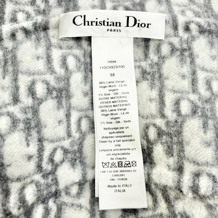 極美品△Christian Dior クリスチャンディオール 11DCH923I100 ウール シルク オブリーク リバーシブル バケットハット グレー 58 正規品