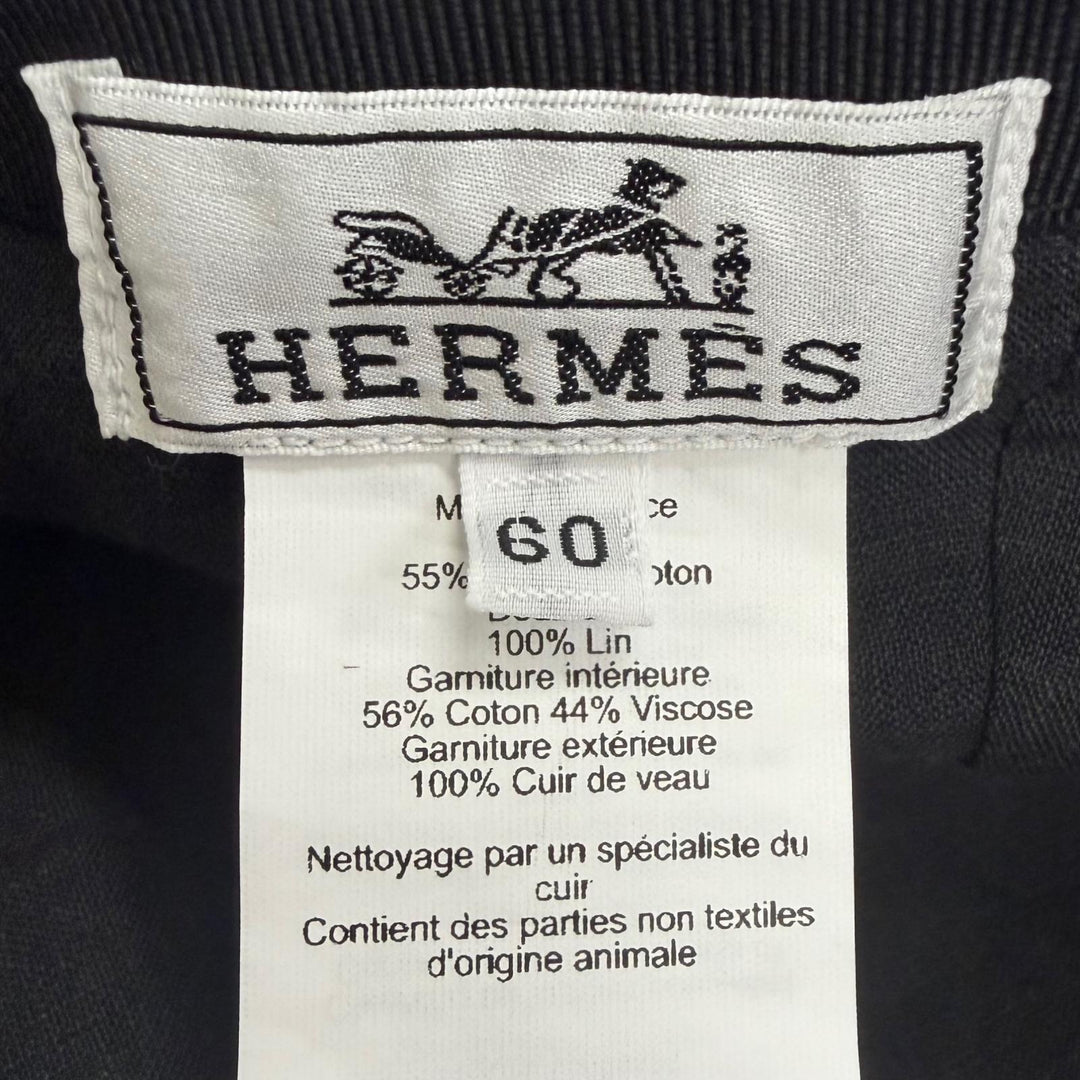 極美品□HERMES エルメス マイルス サングルH リネン コットン ベースボールキャップ 帽子 グレー FR 60 フランス製 正規品 メンズ