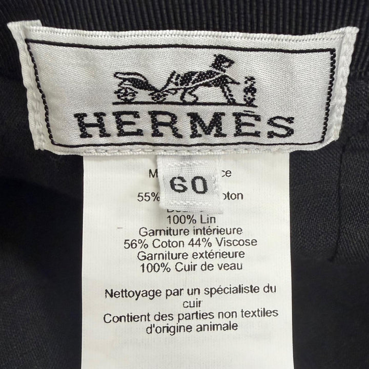 極美品□HERMES エルメス マイルス サングルH リネン コットン ベースボールキャップ 帽子 グレー FR 60 フランス製 正規品 メンズ
