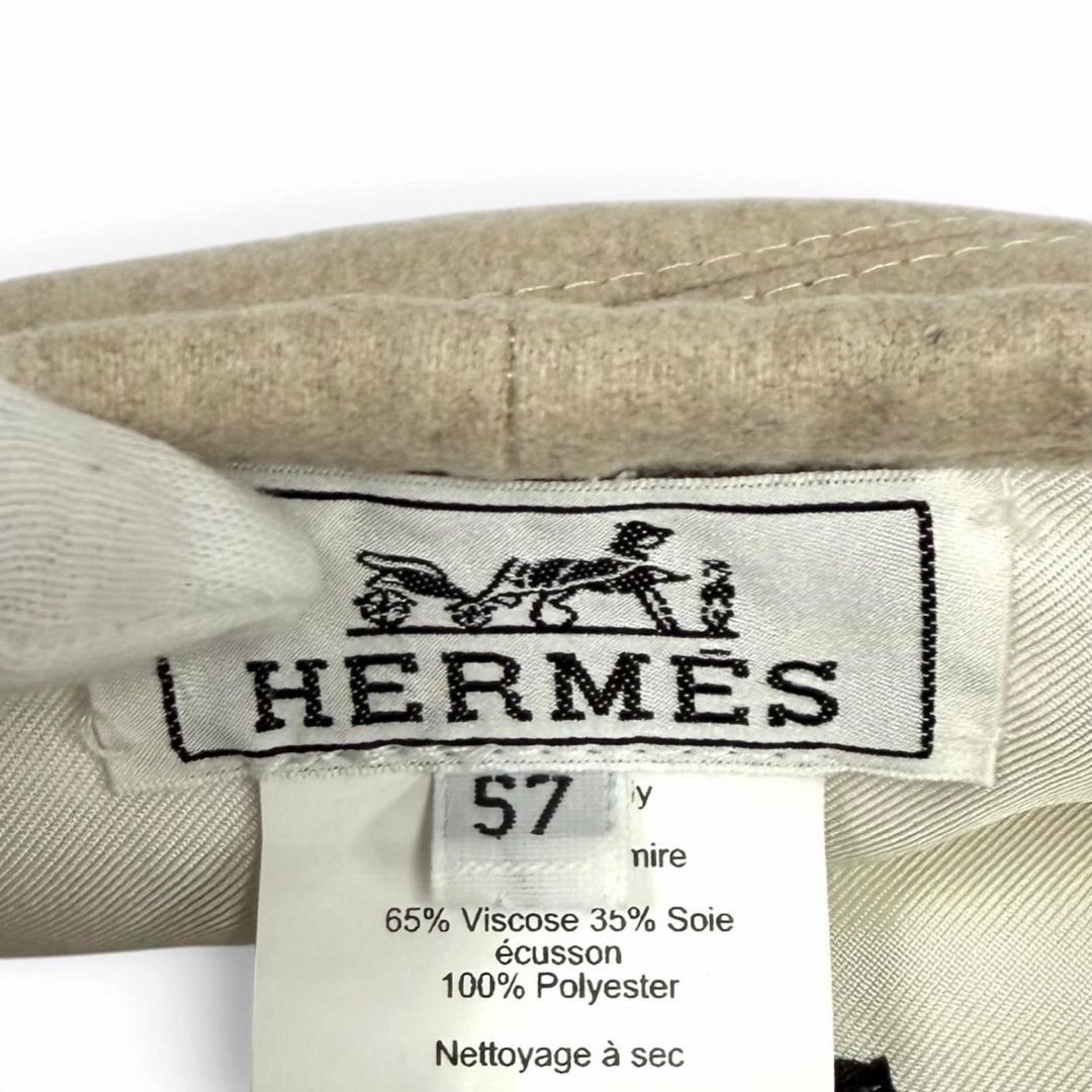 未使用品★HERMES エルメス H222023N サントノール カシミヤ100％ クルードセル パリジェンヌワッペン ベレー帽 57 イタリア製 正規品