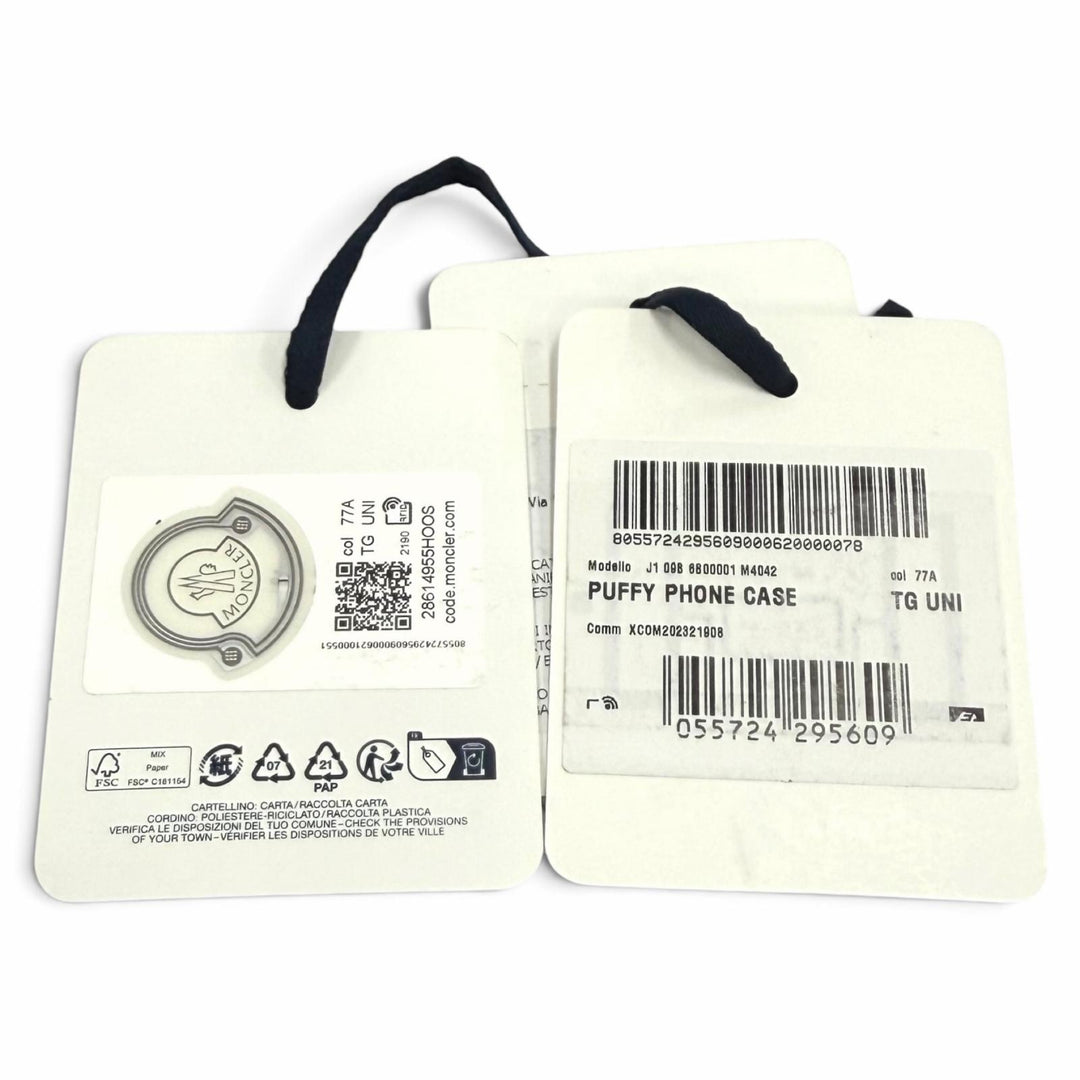 未使用品★MONCLER モンクレール PUFFY PHONE CASE ロゴ金具 レザー使い デニム ショルダーバッグ インディゴ ブラック 保存袋付き