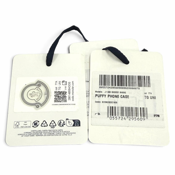 未使用品★MONCLER モンクレール PUFFY PHONE CASE ロゴ金具 レザー使い デニム ショルダーバッグ インディゴ ブラック 保存袋付き