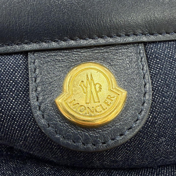 未使用品☆MONCLER モンクレール PUFFY PHONE CASE レザー使い ロゴ金具 フォンケース ショルダーバッグ インディゴ レディース 保存袋付