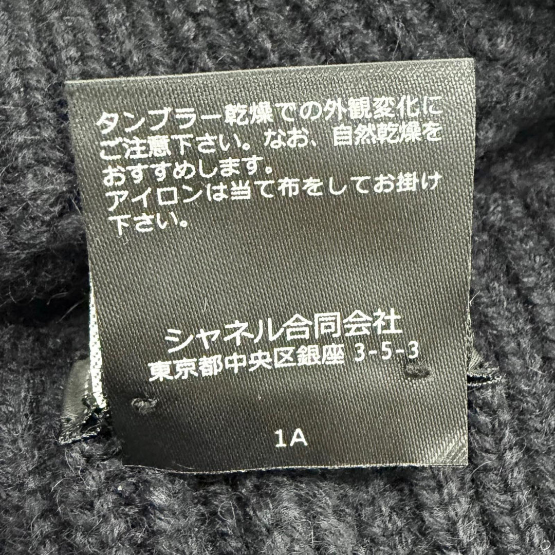極美品△CHANEL シャネル カシミヤ100％ レース編み ココマーク カメリア ニット帽 ニットキャップ ダークネイビー ホワイト 伊製 正規品