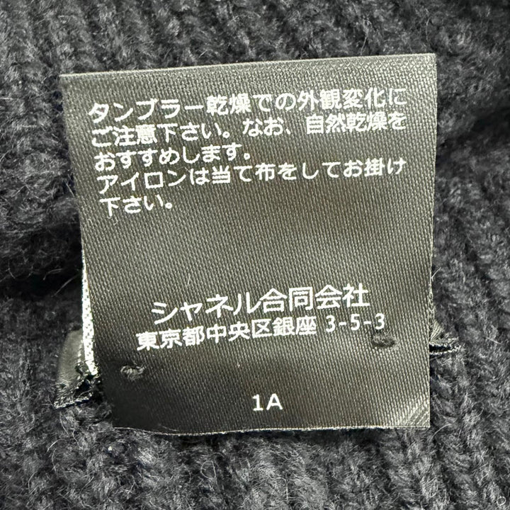 極美品△CHANEL シャネル カシミヤ100％ レース編み ココマーク カメリア ニット帽 ニットキャップ ダークネイビー ホワイト 伊製 正規品