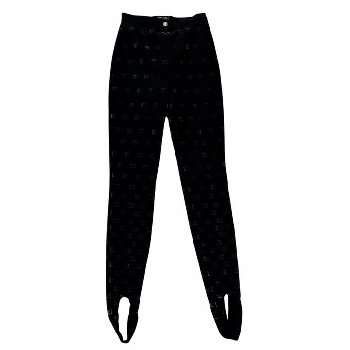 未使用品☆CHANEL シャネル 22N P73213V64869 ココマーク柄 ゴールドボタン パンツ ブラック IT 36 イタリア製 正規品 レディース
