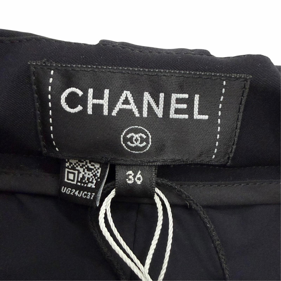 未使用品☆CHANEL シャネル 22N P73213V64869 ココマーク柄 ゴールドボタン パンツ ブラック IT 36 イタリア製 正規品 レディース