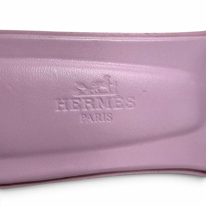 極美品△HERMES エルメス 202272Z ORAN オラン レザー Hモチーフ フラット ミュール サンダル ライトパープル系 36.5 伊製 レディース