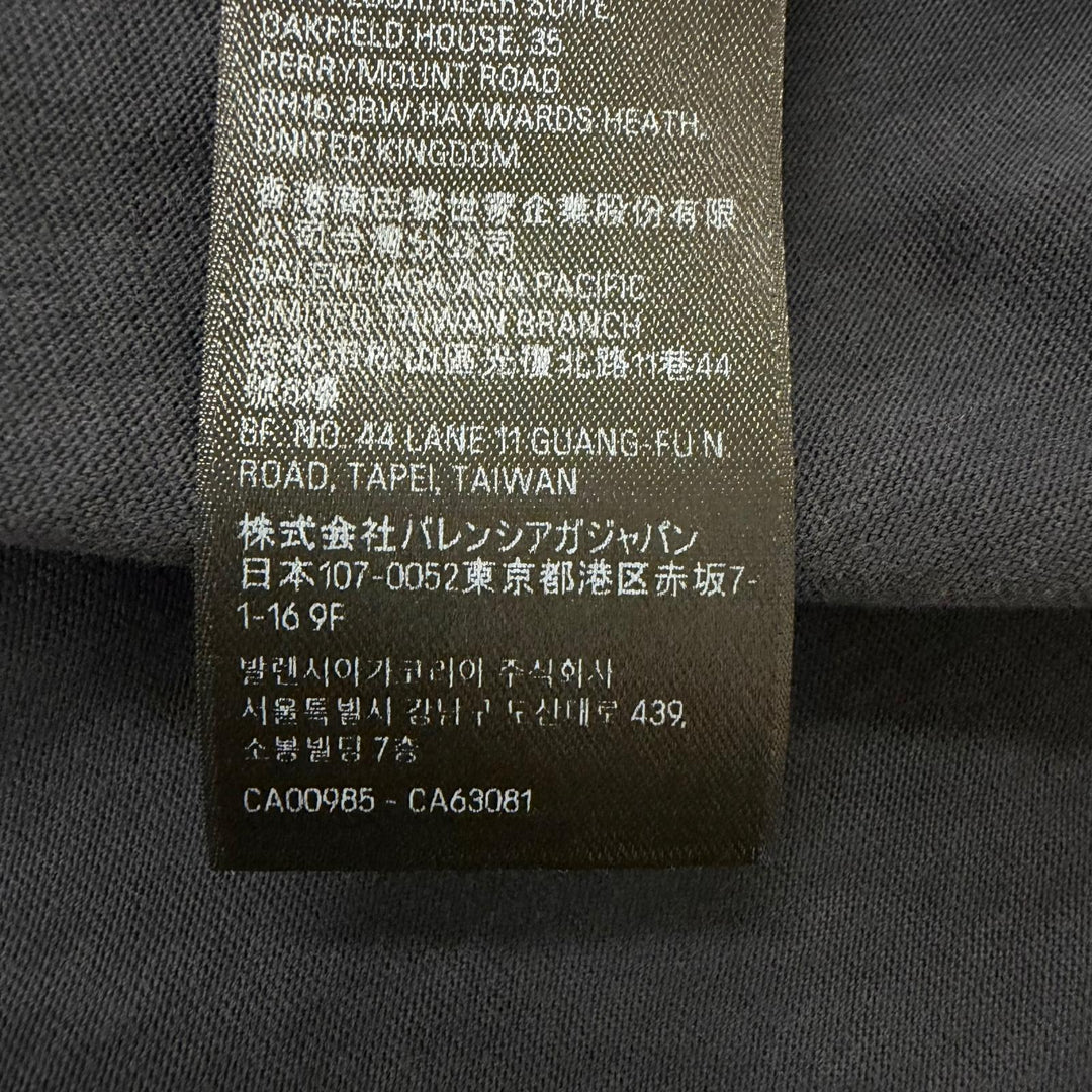 極美品□BALENCIAGA バレンシアガ 739037 コットン100％ ダメージ加工 テープロゴ オーバーサイズ 半袖Ｔシャツ ブラック 1 正規品