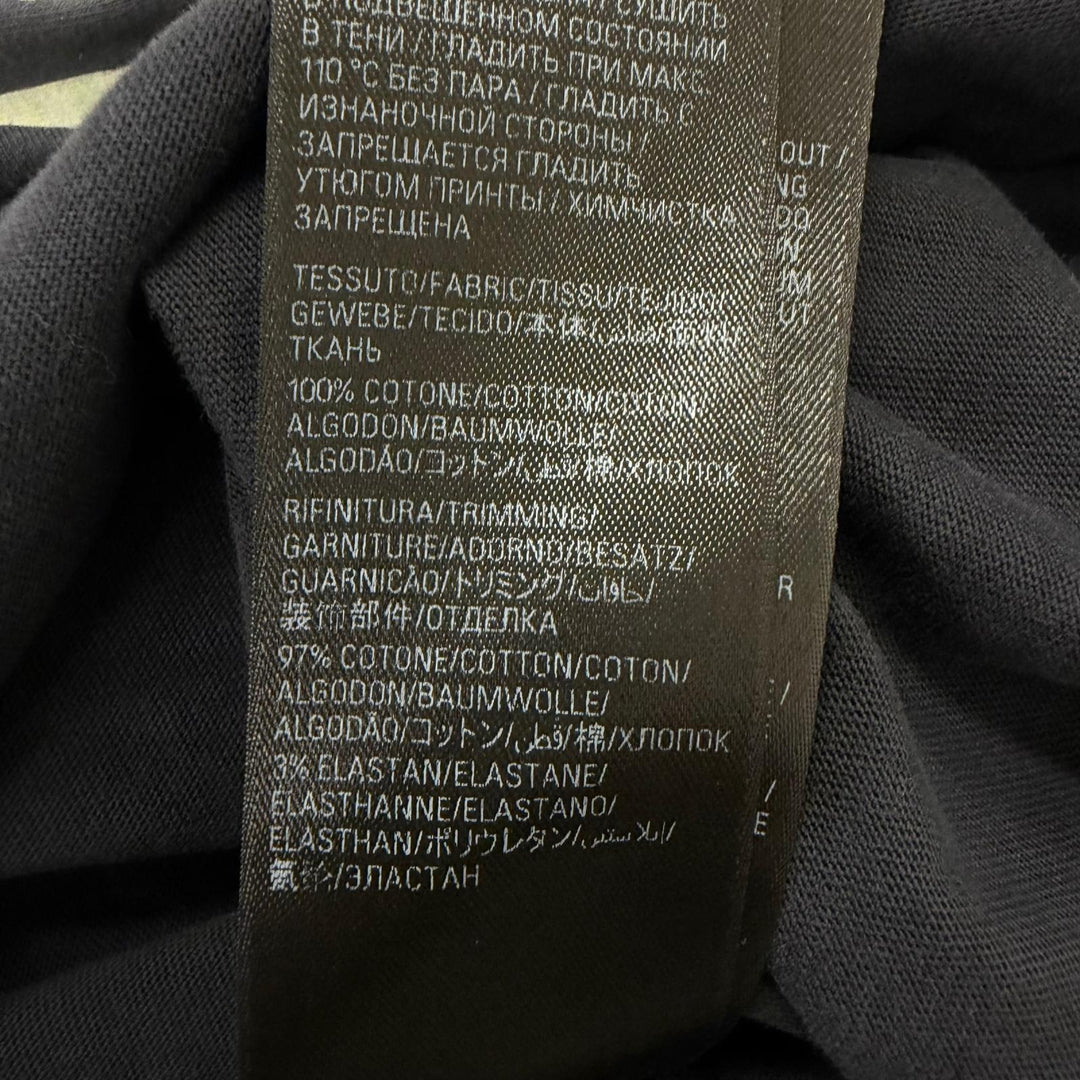 極美品□BALENCIAGA バレンシアガ 739037 コットン100％ ダメージ加工 テープロゴ オーバーサイズ 半袖Ｔシャツ ブラック 1 正規品