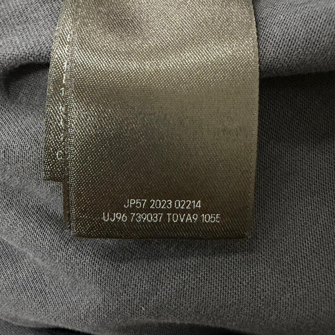 極美品□BALENCIAGA バレンシアガ 739037 コットン100％ ダメージ加工 テープロゴ オーバーサイズ 半袖Ｔシャツ ブラック 1 正規品