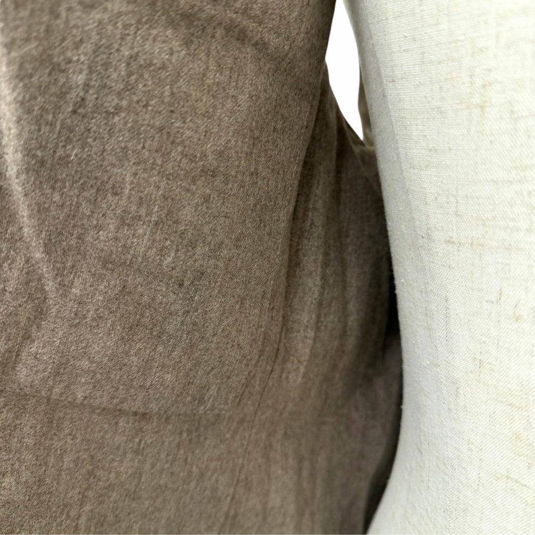 美品□Brunello Cucinelli ブルネロクチネリ ウール コットン スナップボタン ダウンベスト ジレ ホワイト ブラウン 48 イタリア製