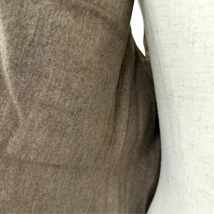 美品□Brunello Cucinelli ブルネロクチネリ ウール コットン スナップボタン ダウンベスト ジレ ホワイト ブラウン 48 イタリア製