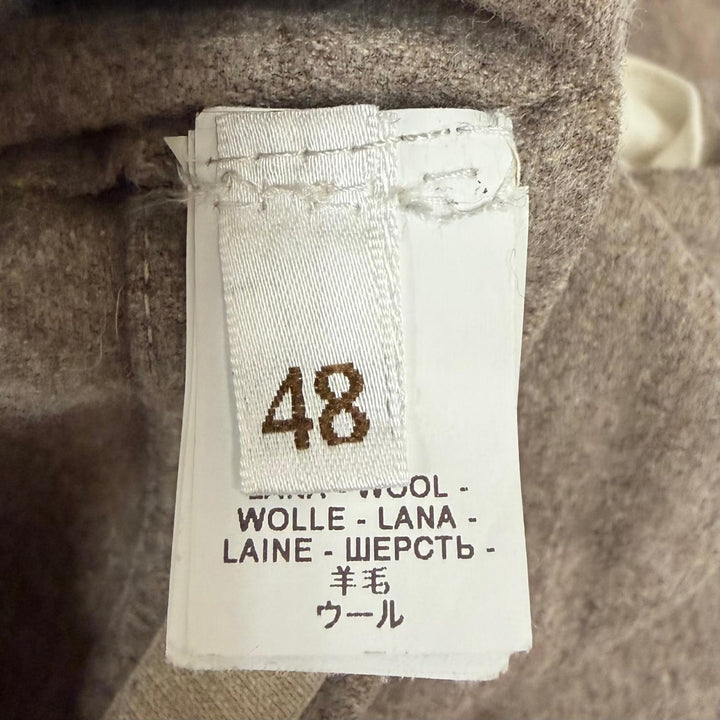 美品□Brunello Cucinelli ブルネロクチネリ ウール コットン スナップボタン ダウンベスト ジレ ホワイト ブラウン 48 イタリア製