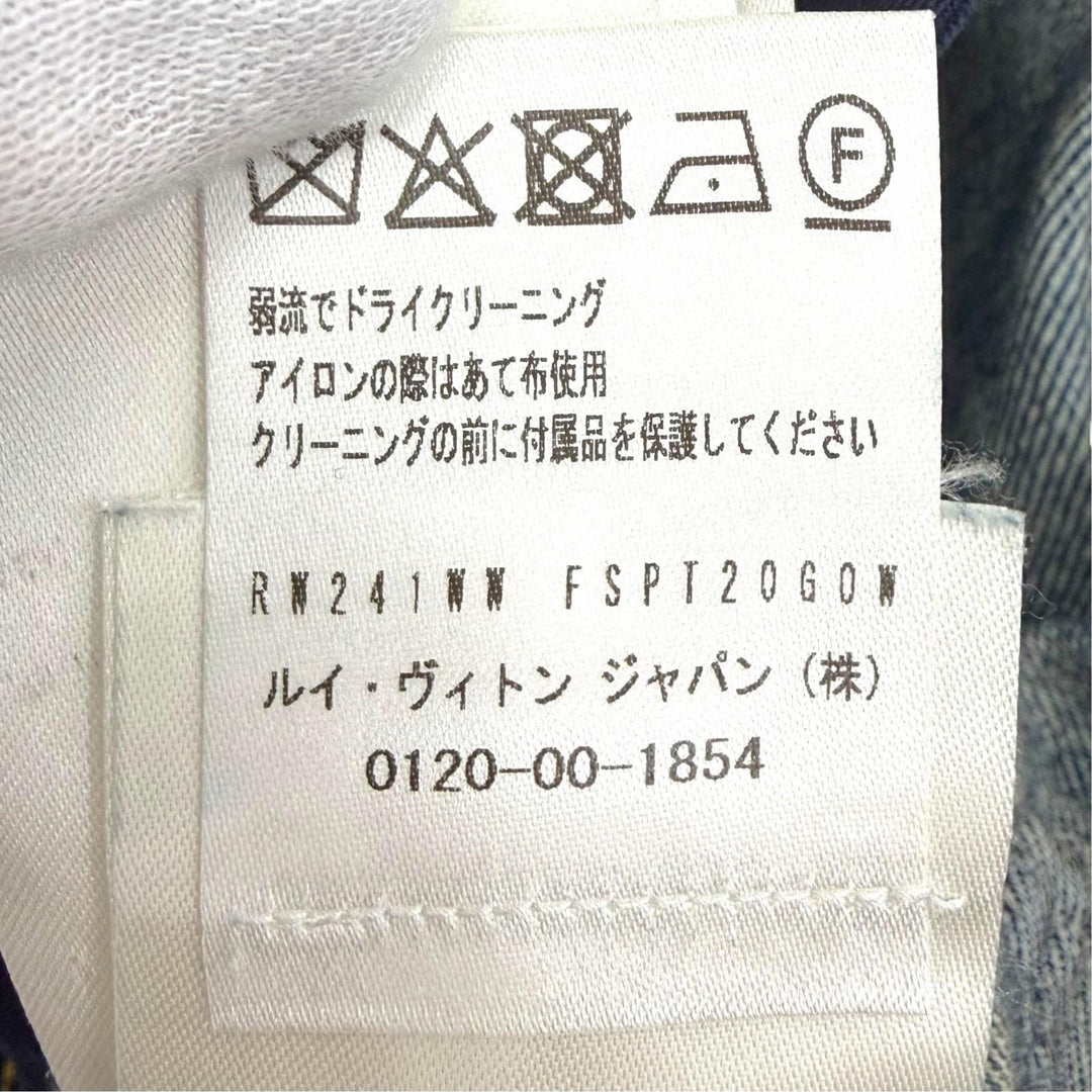極美品△LOUIS VUITTON ルイヴィトン 24SS 1AHPJ7 ハイウエストジーンズ コットン100％ モノグラムパッチ デニムパンツ ブルー 34 正規品