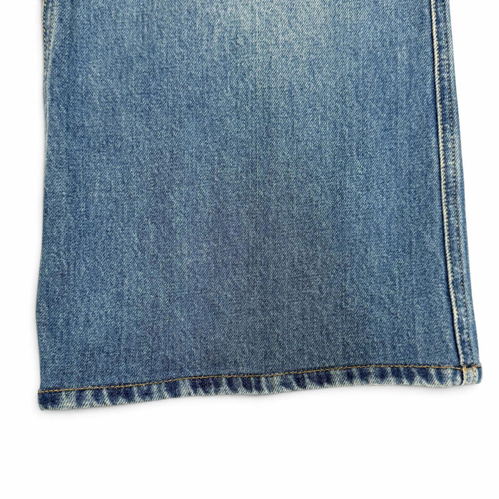 極美品△LOUIS VUITTON ルイヴィトン 24SS 1AHPJ7 ハイウエストジーンズ コットン100％ モノグラムパッチ デニムパンツ ブルー 34 正規品