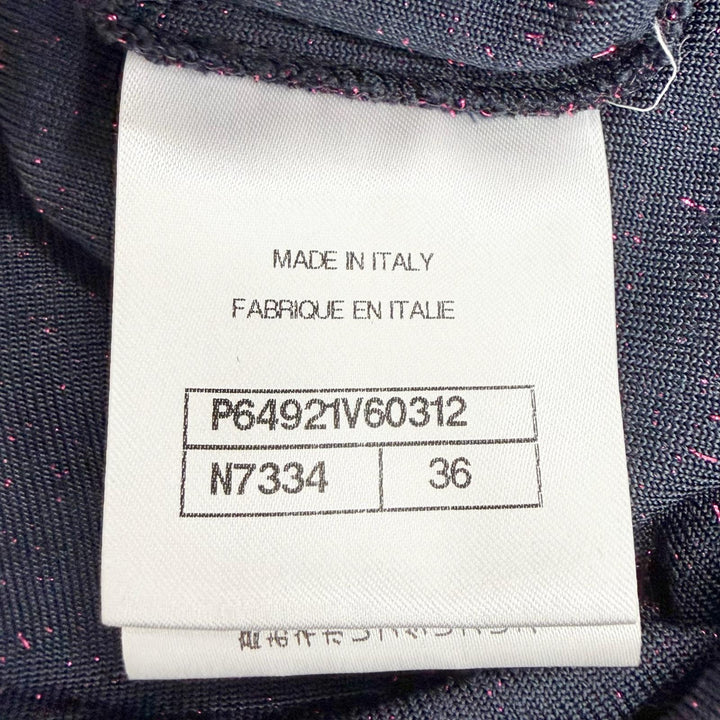 極美品△CHANEL シャネル P64921V60312 ココマークスパンコール ラメ ハーフジップ 半袖ニット ボルドー IT 36 伊製 正規品 レディース
