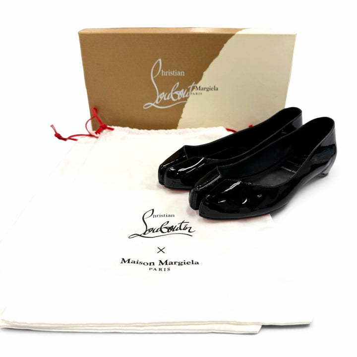 極美品☆Christian Louboutin by Maison Margiela クリスチャンルブタン メゾンマルジェラ MARLOUGIELA FLAT レザー パンプス 36.5