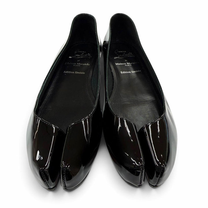 極美品☆Christian Louboutin by Maison Margiela クリスチャンルブタン メゾンマルジェラ MARLOUGIELA FLAT レザー パンプス 36.5