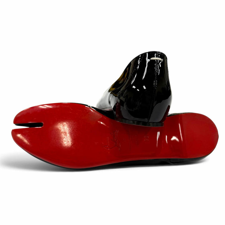 極美品☆Christian Louboutin by Maison Margiela クリスチャンルブタン メゾンマルジェラ MARLOUGIELA FLAT レザー パンプス 36.5