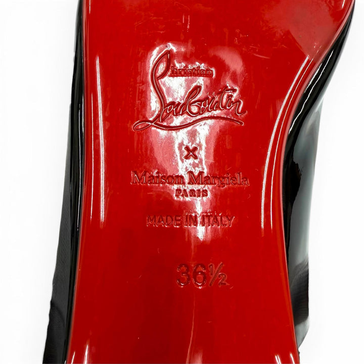 極美品☆Christian Louboutin by Maison Margiela クリスチャンルブタン メゾンマルジェラ MARLOUGIELA FLAT レザー パンプス 36.5